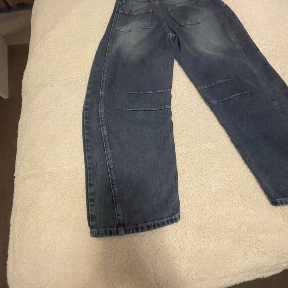 Barrel Leg Jeans PANTS  Womens Size S 29"W 24.5"L‎ Blue Cotton Blend SEAM DETAIL - Picture 16 of 16